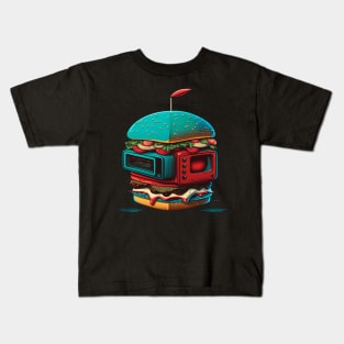 Retro  Burger For robotics enthusiasts and food lovers Burger Robot Kids T-Shirt